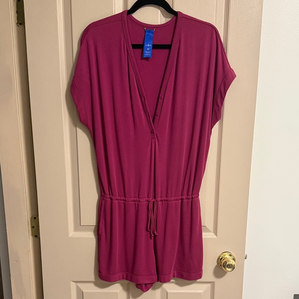 Kit and Ace Loganberry V-Neck Romper, M